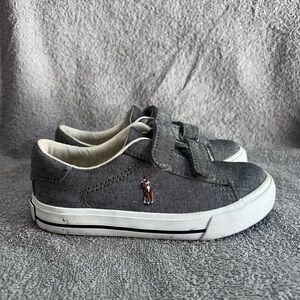 Ralph Lauren Charcoal Kids Sneakers with Embroidered Logo